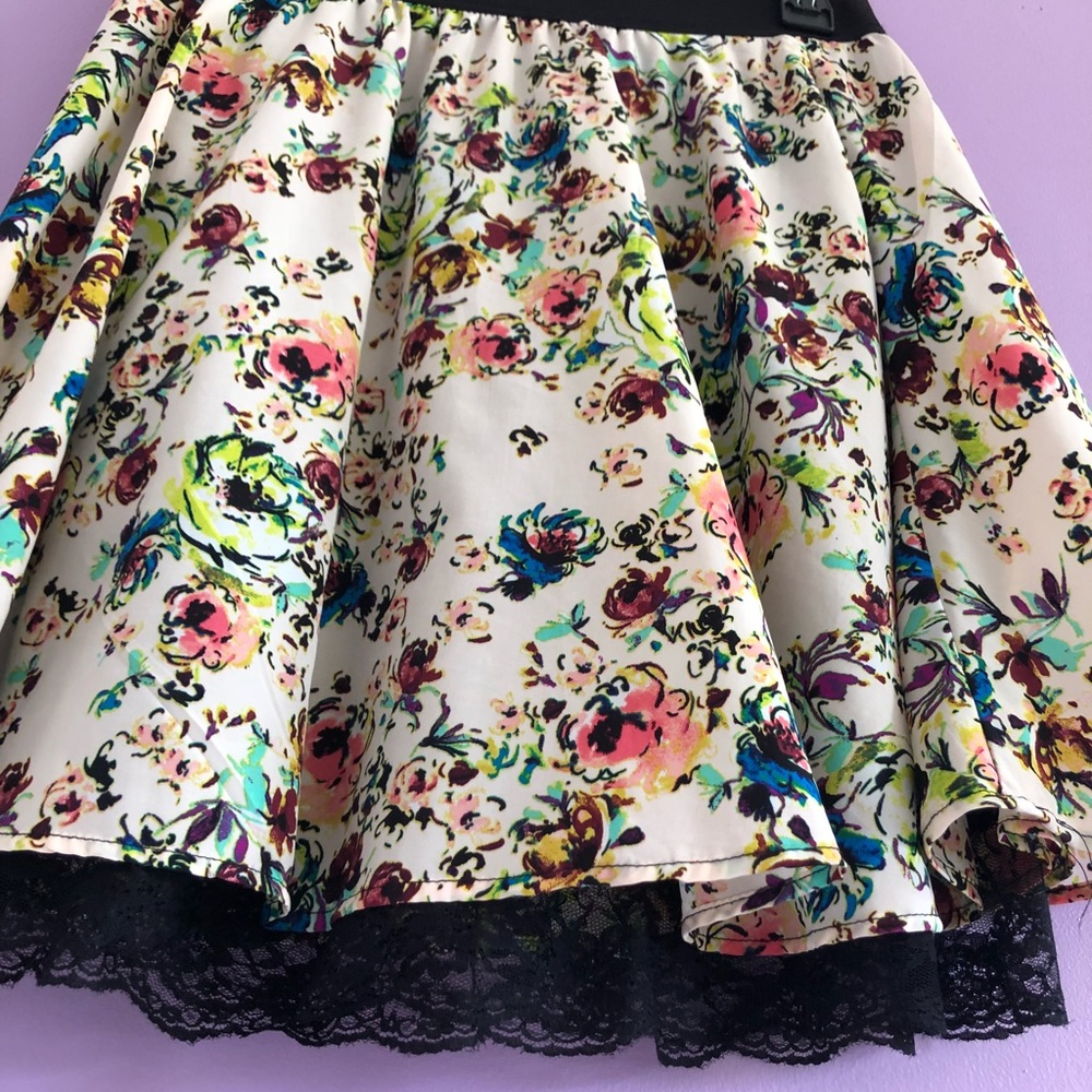 Floral Printed Dress with a Lace Trim